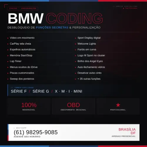 Coding BMW R$150,00 - Vídeo em Movimento, Sport Display e outros Série E, F, G e I