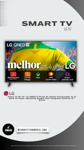 Smart TV 4K 75" LG QNED73 Portal de Games Processador Al a 7 Gen& 4K Super Upscaling 