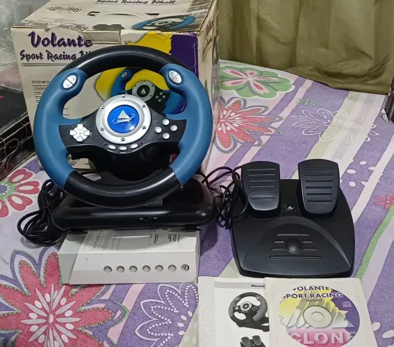 Volante Clone Sport Racing PS2 / PC - Completo na Caixa com Pedais