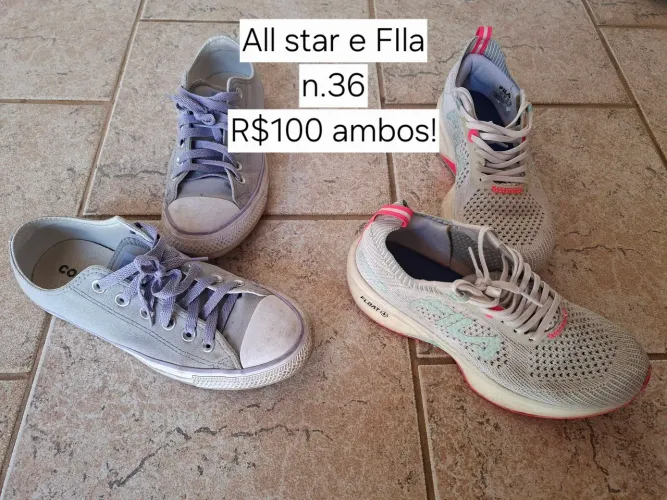 2 unidades -Tênis Fila e All Sar.