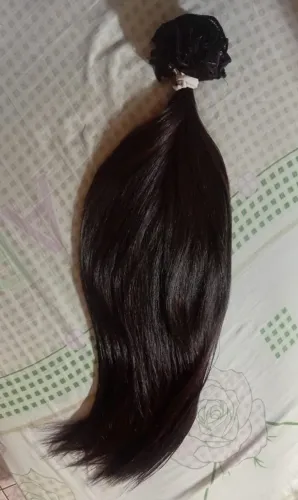 Cabelo fibra premium cor castanho escuro 65cm tem 250gramas +_