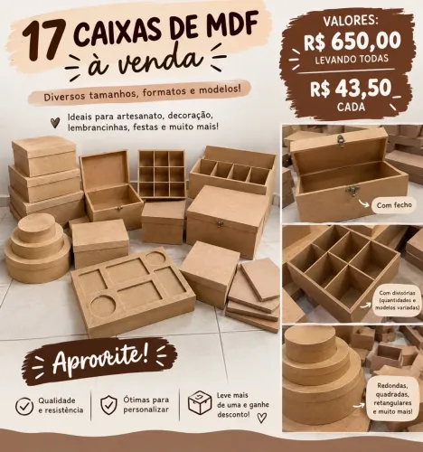 OPORTUNIDADE! 17 CAIXAS DE MDF A VENDA