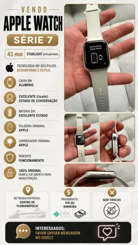 Apple Watch 7 41mm Prata GPS lacrado imperdível excelente estado
