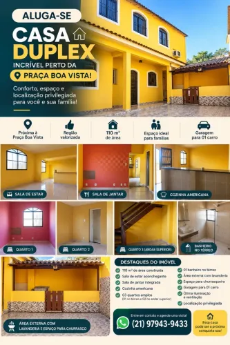 ALUGA-SE CASA DUPLEX - ESPAÇO, CONFORTO E EXCELENTE LOCALIZAÇÃO