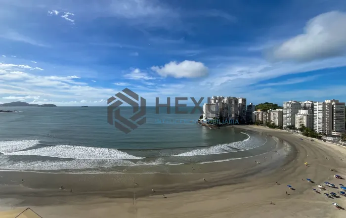 Apartamento frente mar com varanda vista mar e lazer no Jardim Astúrias, Guarujá