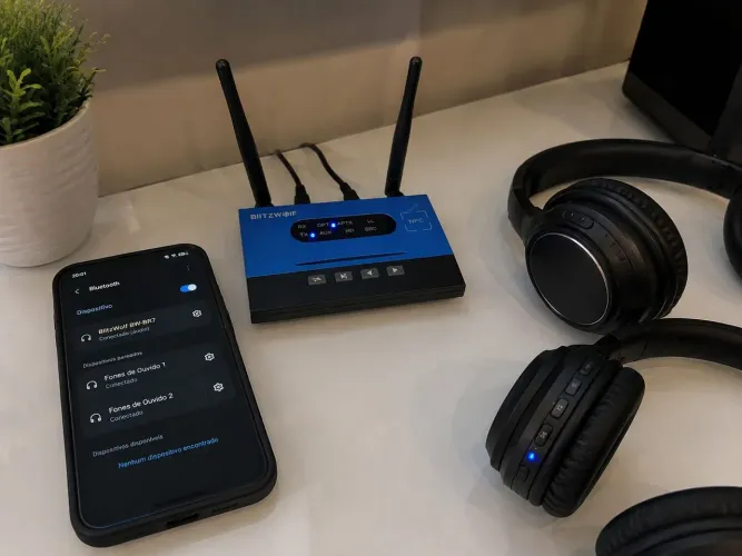 BlitzWolf® BW-BR7 - Transmissor e Receptor de Áudio Bluetooth 5.0 com NFC