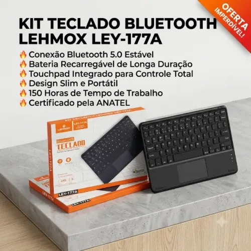 Teclado Bluetooth Com Touchpad LEHVOX Pc e Notebook