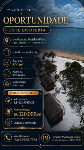 Oportunidade no Condomínio Portal do Prata em Abadiânia Corumbá IV, Lote quitado