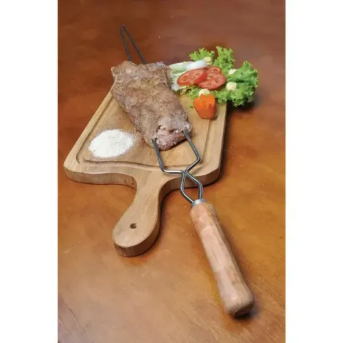 Espeto Duplo em Aço para Churrasco 85cm