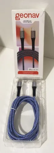 Cabo Geonav LIUC02K Kevlar USB-C para Lightning 2.0 Carregamento Rápido 2 metros - NOVO