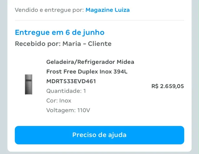 Geladeira Midea Frost Free Inverter Inox 394L MDRT533EVD461 - nova