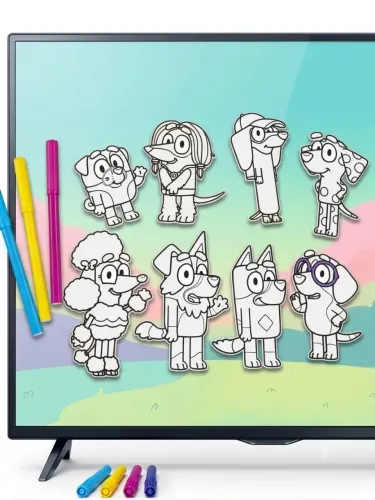 Pintura Bluey - contém 9 personagens.