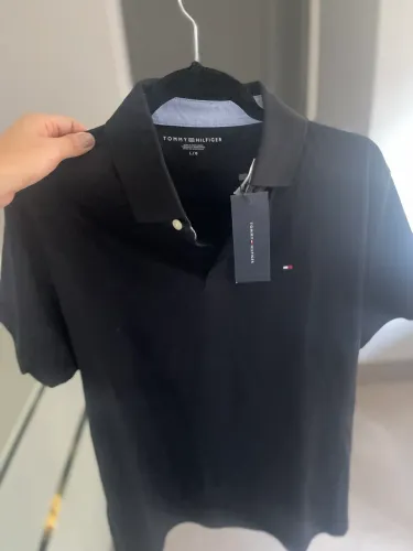 Camiseta polo Tommy, malha cotton, tamanho L ( G) , cor preta , original e com etiqueta