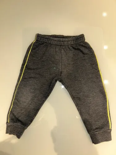 Calça de Moletom Cinza Mescla com Listra Neon - Tamanho 1 Ano
