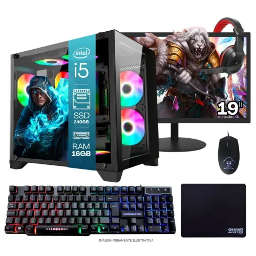 PC Gamer Completo TOB Intel Core i7 SSD 240GB 8GB Gabinete Aquário