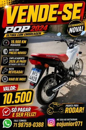 Pop 110i 2024 com raio inox totalmente nova