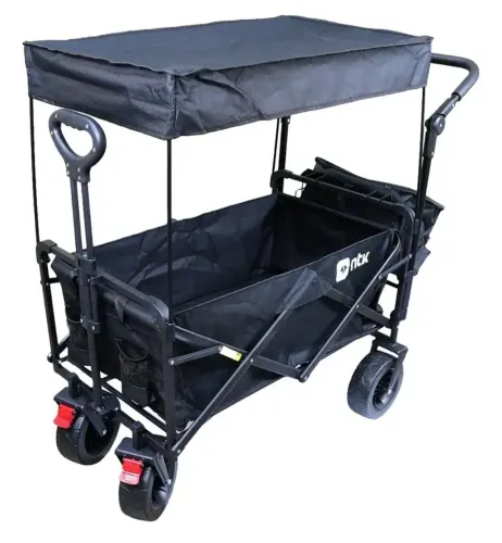 Carrinho Dobrável Montclair Transporte Camping Lazer Com Teto Suporta Até 80kg Preto Ntk