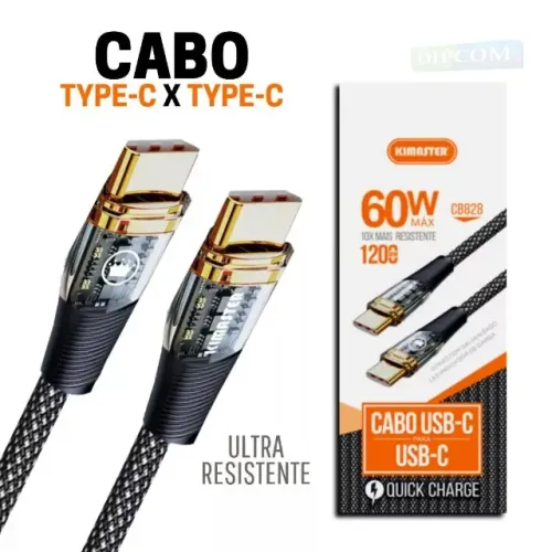 Cabo Tipo C para Tipo C 1,2 Metro Turbo 60W - KIMASTER