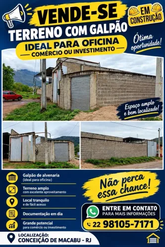 Vende se , terreno com galpão, ideal para oficina e comércio ou igreja.