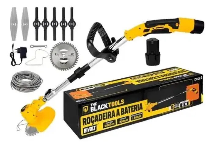 Cortador De Grama Roçadeira Elétrica Aparador 2 Baterias 21v - 