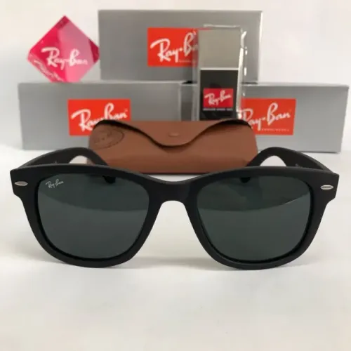 Óculos de sol ray-ban wayfarer preto fosco lentes de cristal