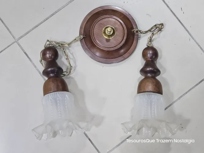 Antigo Lustre Pendente Para 2 Luzes 