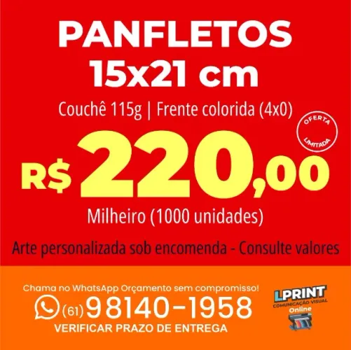 Panfletos 15x21 cm - 1000 unidades