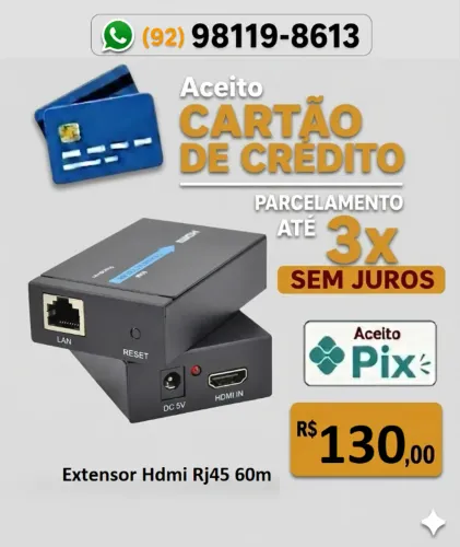Extensor Hdmi Rj45 60m Metros Adaptador Cabo Rede