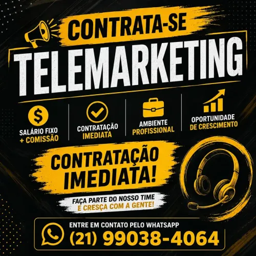 VAGAS PARA TELEMARKETING, VAGAS LIMITADAS