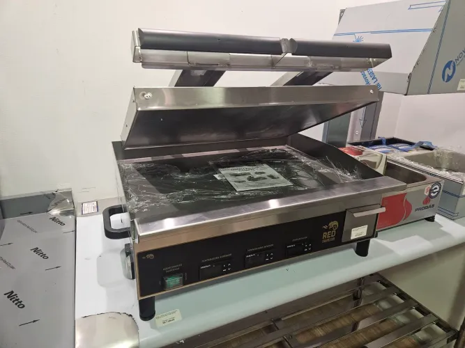 chapa elétrica de 60cm com prensa e timer - pronta entrega
