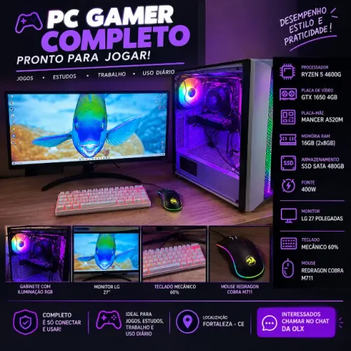 PC GAMER COMPLETO + MONITOR LG 27" + PERIFÉRICOS
