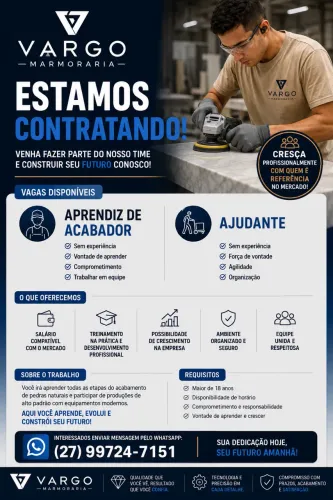 Contrata-se Aprendiz de Marmoraria