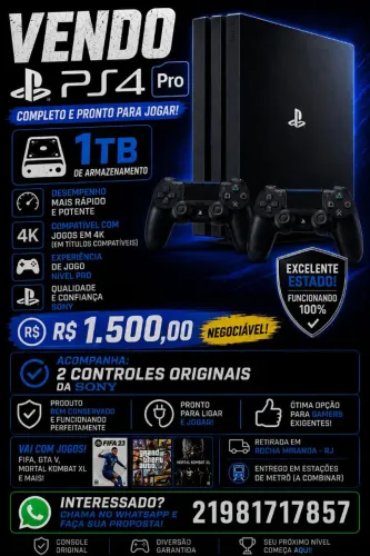 PS4 Pro 1TB + FIFA 22 + 2 Controles Sony. Posso entrar