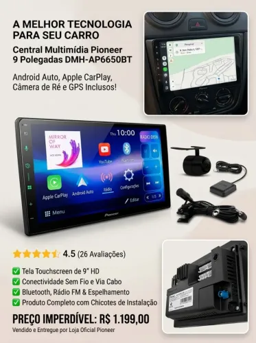 CENTRAL MULTIMÍDIA PIONEER 9" DMH-AP6650BT