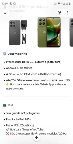 Celular Moto G15 256 gb 
