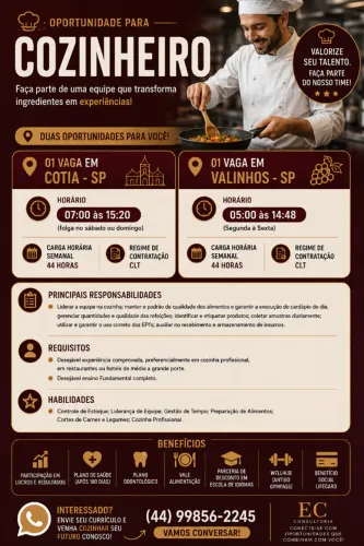 VAGA FECHADA | Cozinheiro(a)