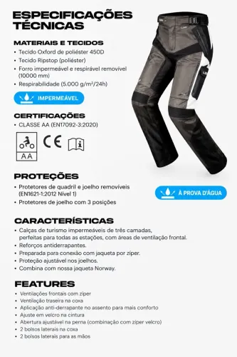? Conjunto LS2 Norway para Motociclista - Jaqueta + Calça