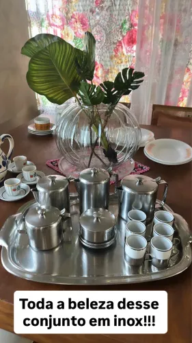 Conjunto para chá em inox completo.
