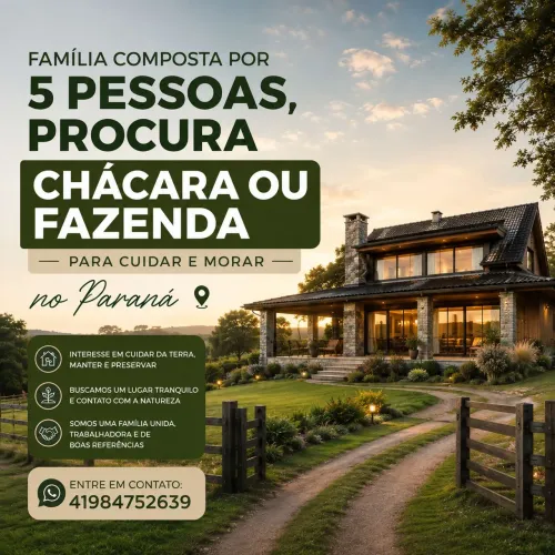 Procuramos Vagas em Chácaras ou Fazendas