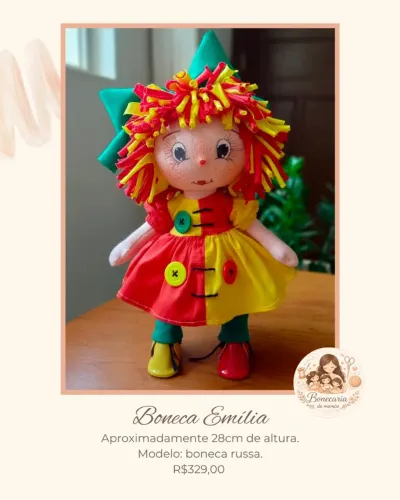 BONECA EMÍLIA (BONECA RUSSA) 100% ARTESANAL