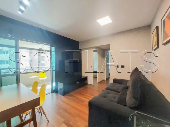 Flat de 2x dorms com uma mobília completa próximo da a Av. Jornalista Roberto Marinho. Con