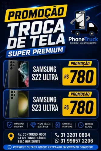 Troca de tela Samsung S23 Ultra/ S24 Ultra