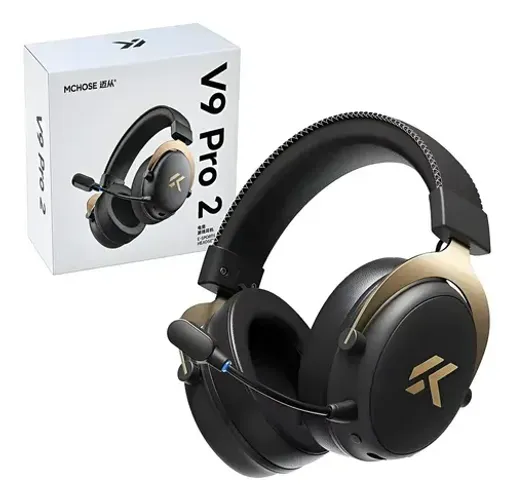 Headset Mchose V9 Pro 2 Wireless Tri Mode Gamer 2.4ghz BT Cabo 2000mah Preto Lacrado HUB