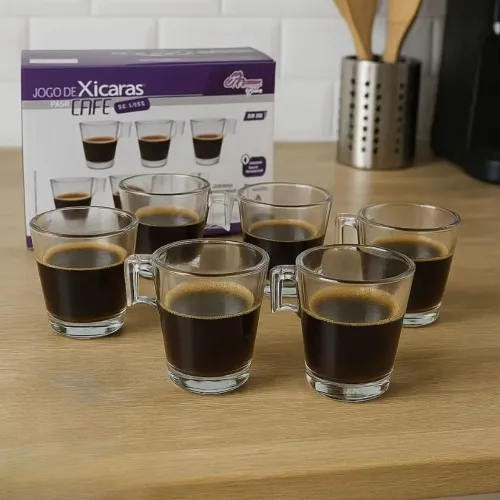 Jogos de xícaras com 6 peças,80ml em vidro.$ 20,00
