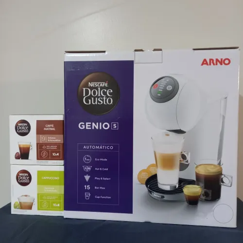 NOVA ! Cafeteira Dolce Gusto Gênio S Branca 220v + 2 caixa de cápsulas