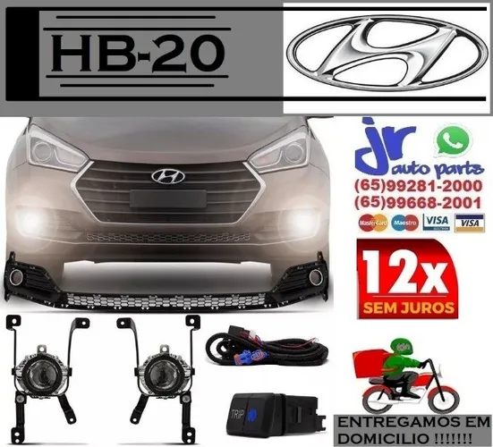 Kit Farol de Milha HB20 HB20S 16 17 18 19 Auxiliar Neblina Botão Modelo Original Trip