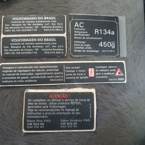 Gol polo Fox saveiro etiquetas identificação informação novas