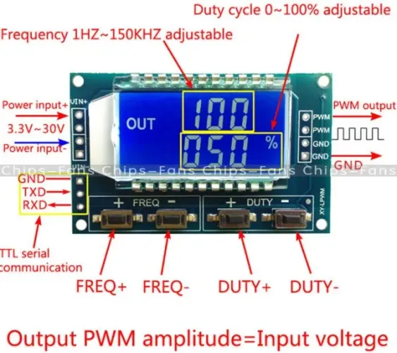 Gerador Pwm Freqüência Ajustável 1hz-150khz 3.3v-30v Arduino Automação Robotica COD-AM299 