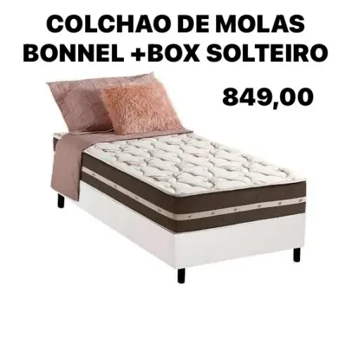 Base + colchão solteiro de molas Anjos - FRETE GRÁTIS