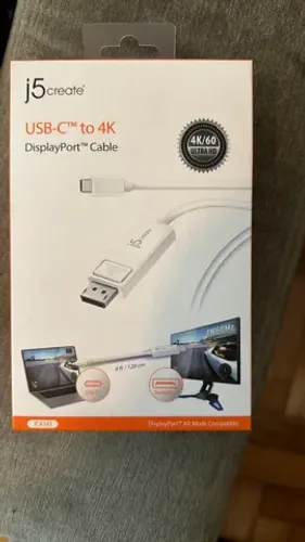 Cabo Display Port para USB-C 144hz fullhd e 4k 60fps plug and play